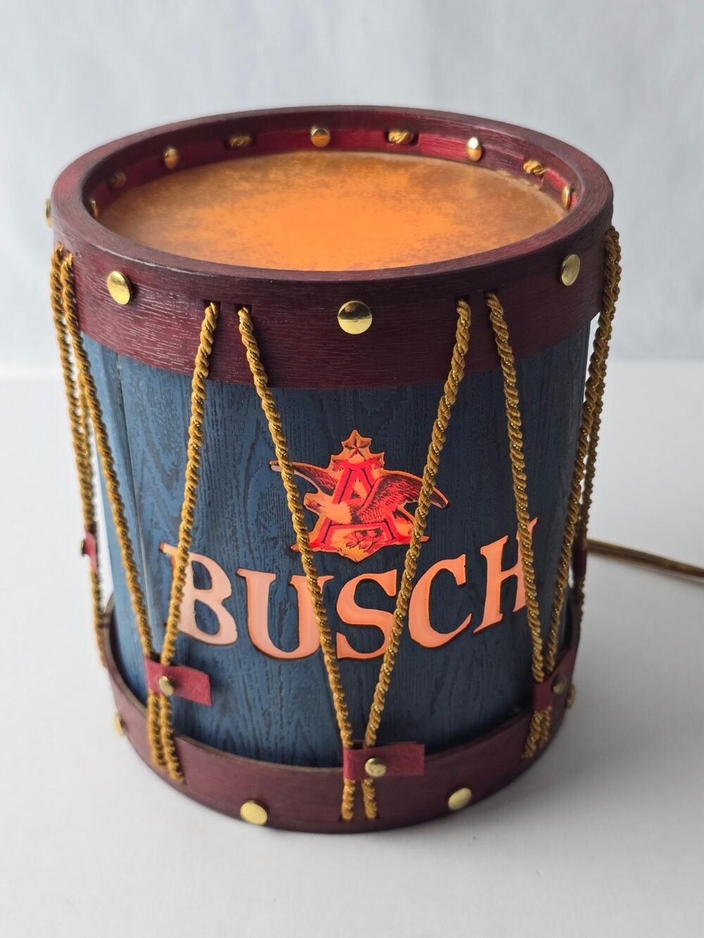 Vintage Busch Beer Drum shaped Lamp / Light Working good w/ long cord